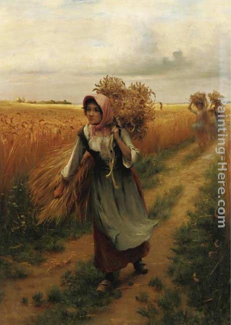 Bringing in the Harvest painting - Georges Laugee Bringing in the Harvest art painting